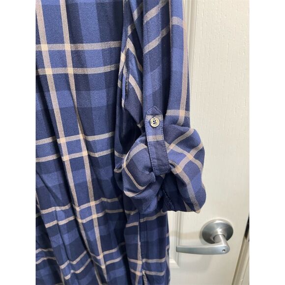 Lane Bryant Women's Plus Size 26 Plaid Tunic Blue Tan Casual - Picture 4 of 10